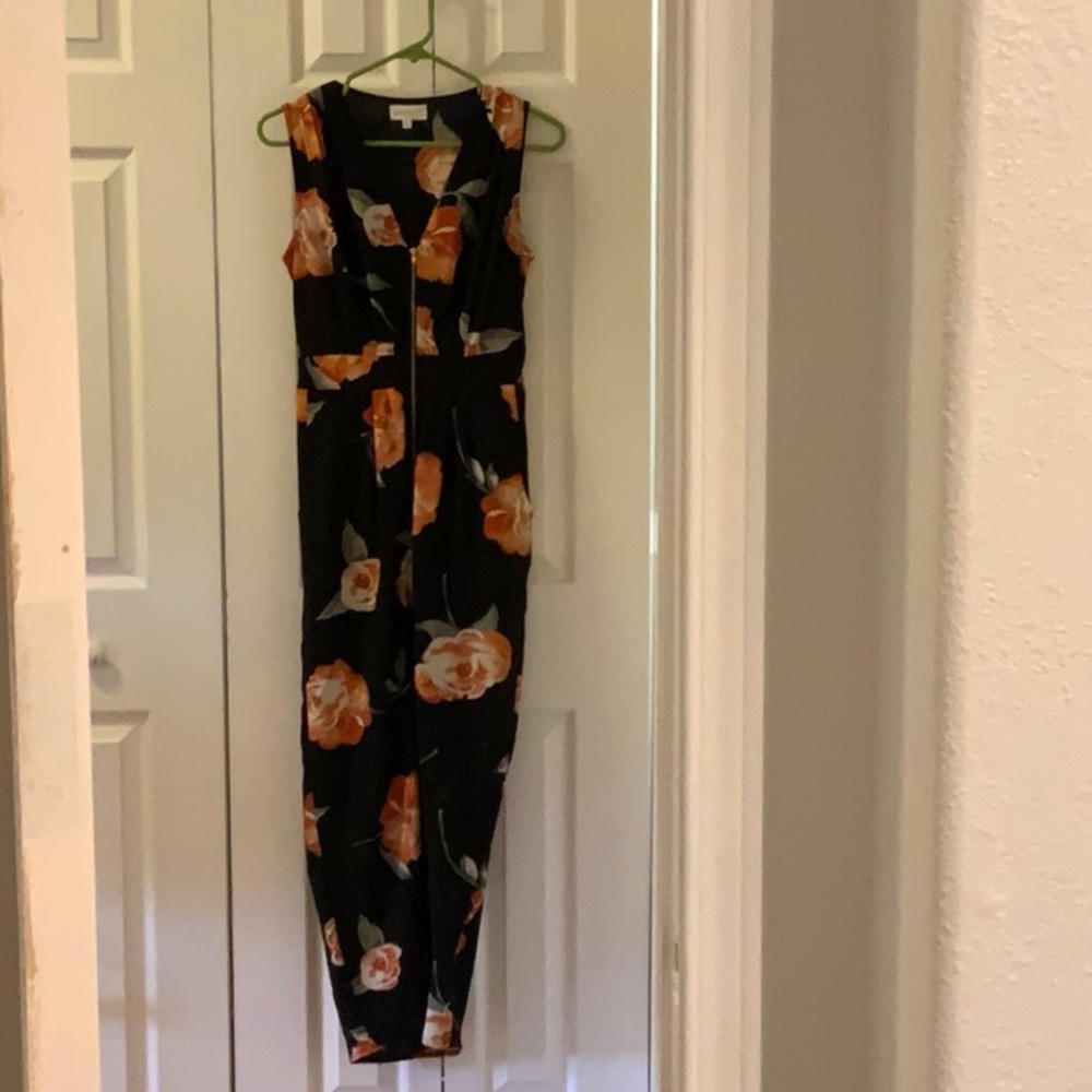 Black, midi length dress, zip up front, elastic waist band